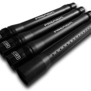 Heavy-duty black paintball gun barrel set for premium paintball gameplay, designed for high accuracy and durability. Perfect for professional paintball players.