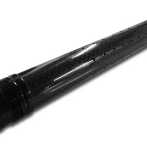 Carbon fiber paintball silencer, black paintball suppressor for tactical gameplay, durable and lightweight paintball equipment, premium quality paintball silencer for enhanced performance, high-performance paintball accessories for serious players.