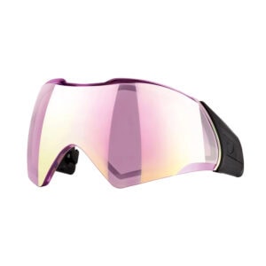Pink mirror goggles for paintball, high-quality tinted eyewear for protection and style during paintball games.