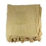Towel with frayed edges, beige color, soft texture, ideal for sports or casual use, perfect for adding comfort and style to your apparel or gear.