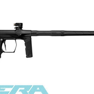 High-quality paintball marker with long barrel for precision shooting, ideal for tournament and recreational paintball games.