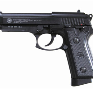 High-quality black semi-automatic airsoft pistol, designed for paintball and airsoft games, featuring durable construction and realistic detail.