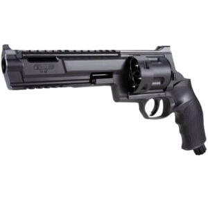 Black semi-automatic paintball pistol designed for realistic gameplay and durability by Premium Paintball Products.