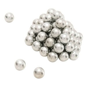 Shiny metallic paintball pellets for paintball guns, perfect for competitive paintball gameplay and practice. Durable and precise, ideal for high-quality paintball experience.