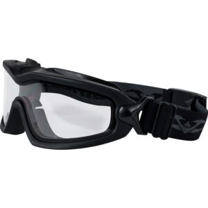 Black paintball goggles with reflective lens for optimal safety during paintball games. Adjustable strap for a secure fit and comfortable wear. Designed for premier paintball protection and performance.