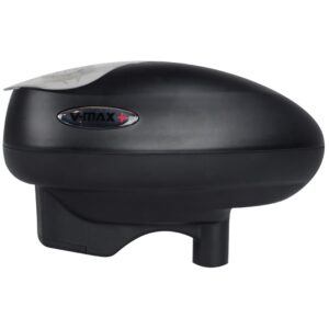V-Max Plus electronic paintball hopper with lid, advanced loader for smooth paintball reloading. High-capacity, durable, and designed for competitive paintball gameplay. Perfect for fast-paced matches.