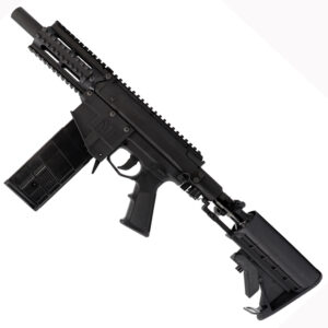 Paintball sniper rifle with tactical accessories for professional gameplay and enhanced accuracy.
