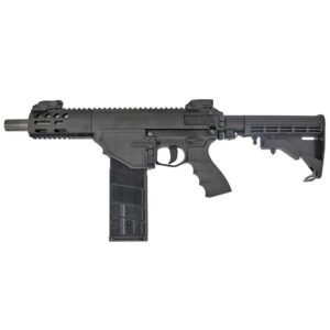 Black tactical paintball gun with high-performance features for premium paintball play. Durable, detailed replica perfect for enthusiasts and professional paintball players.