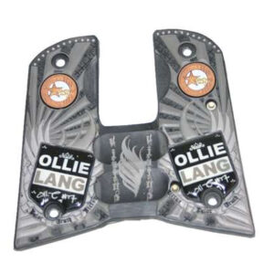 High-quality paintball marker grip with Ollie Lang branding, designed for enhanced control and durability in competitive paintball gameplay.