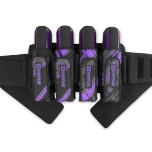 VIRTUE paintball loader shell and harness set in black and purple, designed for high-performance paintball gameplay.