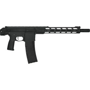 Advanced black paintball gun with variable barrel and tactical grip for professional paintball gameplay. Perfect for competitive paintball players seeking high-performance equipment.