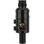 High-quality Ninja paintball regulator with pressure gauge, ideal for premium paintball gameplay and equipment setups.