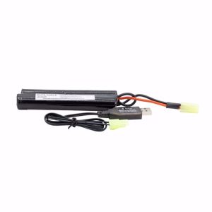 High-quality paintball marker battery with USB charging cable for reliable performance.