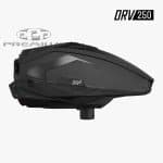 Black CRBN DRV250 paintball hopper for high-capacity paintball gameplay, featuring durable design and easy feed system.