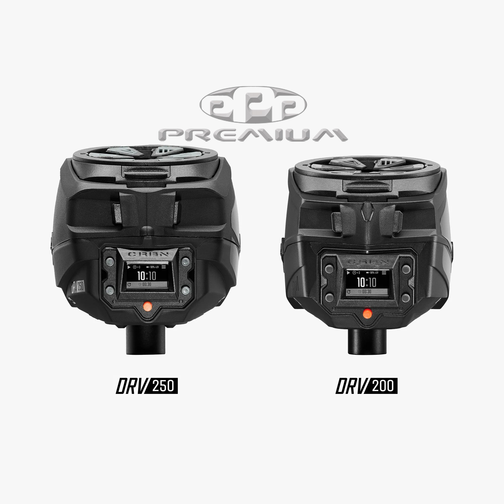 CRBN DRV250 Paintball Hopper - Rear Comparison