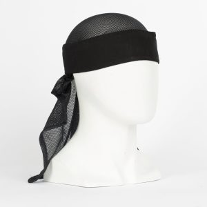 Black HK Army headwrap for paintball, made of breathable mesh material, designed for comfort and protection during gameplay.