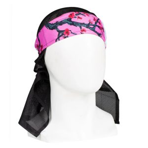 Premium paintball headwrap with floral design and black mesh material, ideal for paintball players seeking comfort and style.