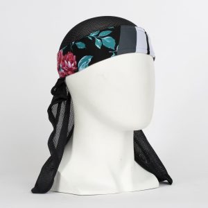 Premium HK Army headwrap with floral and striped design, lightweight and breathable for paintball players.