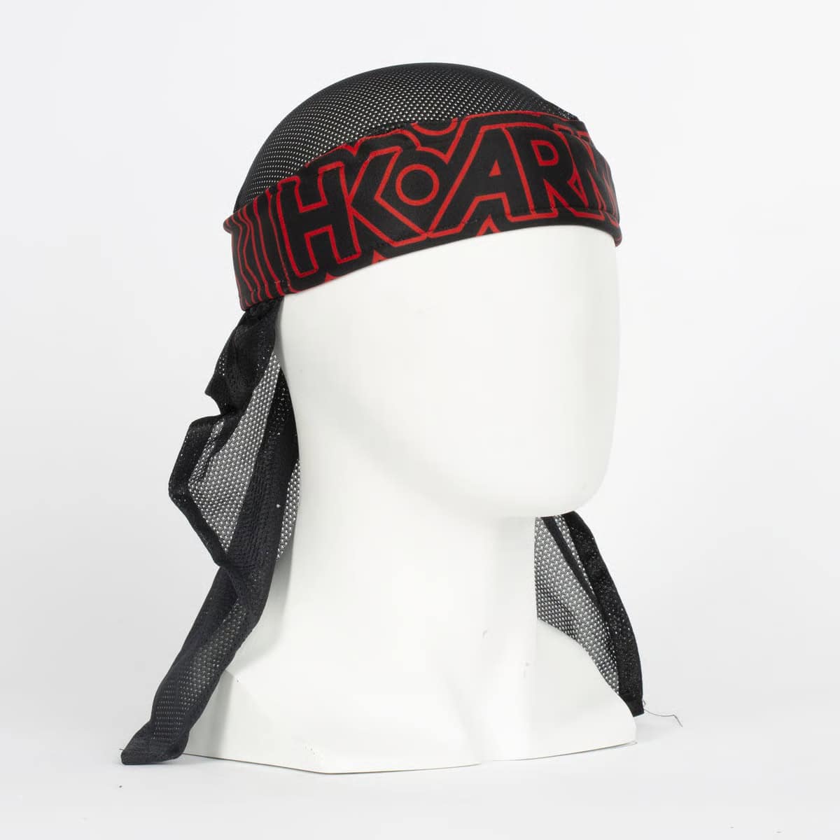 Premium HK Army Pulse Black headwrap with mesh fabric and adjustable straps for paintball players.