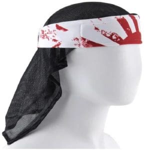 HK Army Pulse Red headwrap with black mesh fabric for paintball players, designed for comfort and style during gameplay.
