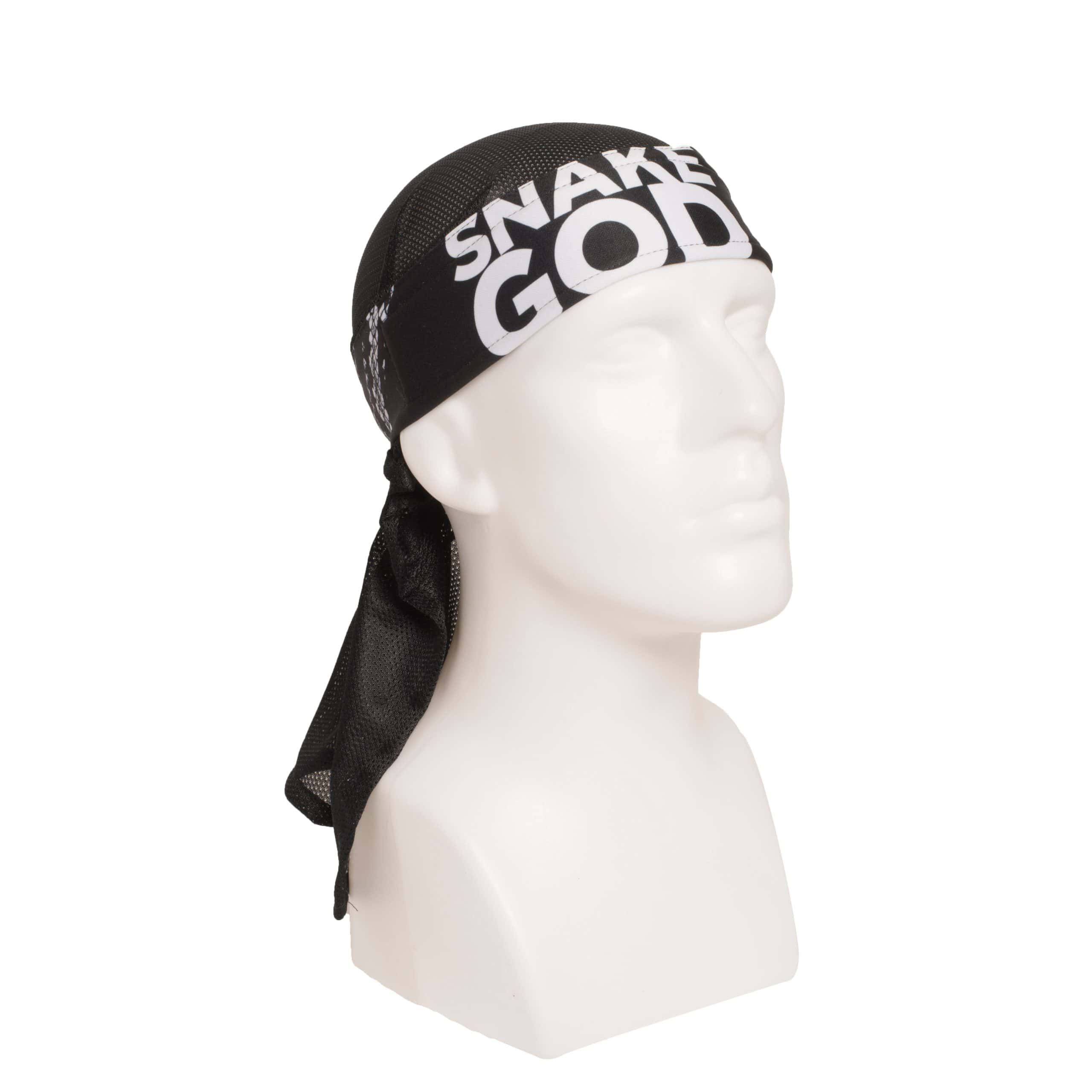 Premium paintball headwrap with Snake God Carnage design, ideal for paintball players, featuring moisture-wicking fabric and adjustable fit.